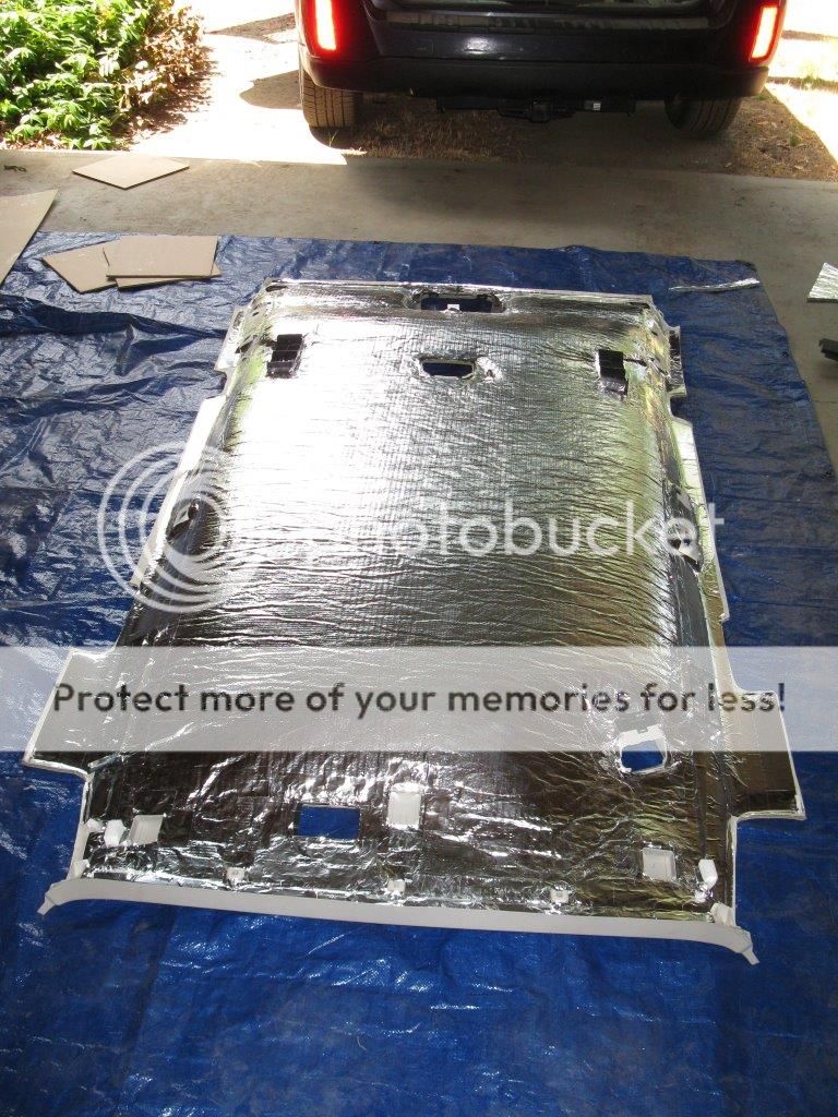 Radiant barrier insulation install headliner, doors and trunk